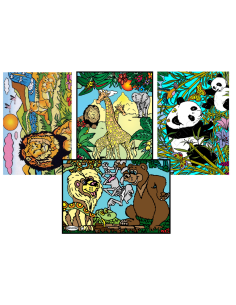 Le pocket des animaux sauvages. Tableau à colorier...