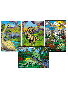 Le pocket des dinosaures. Tableau à colorier Sericolor®...