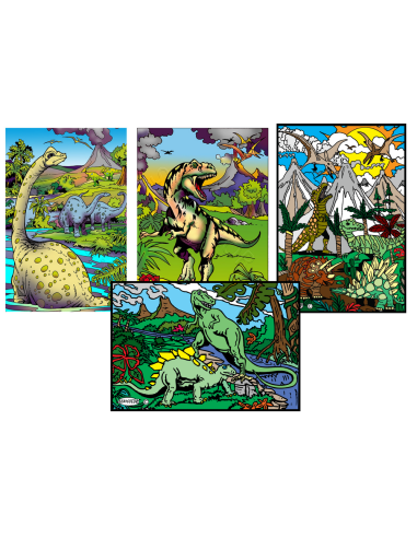 Le pocket des dinosaures. Tableau à colorier Sericolor® avec contours relief en velours
