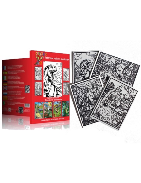 Le pocket des dinosaures. Tableau à colorier Sericolor® avec contours relief en velours