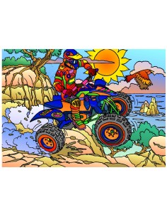 Le quad. Tableau à colorier Sericolor® avec contours...