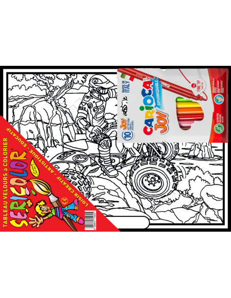 Le quad. Tableau à colorier Sericolor® avec contours relief en velours