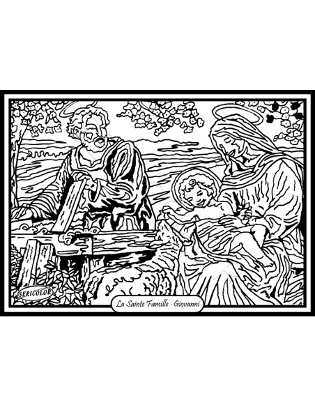 La Sainte famille de Giovanni. Tableau à colorier Sericolor® avec contours relief en velours